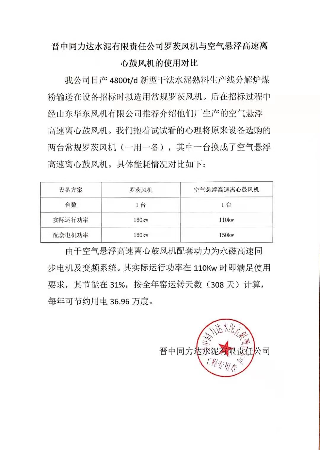 晉中同力達(dá)水泥有限公司感謝信 晉中同力達(dá)水泥有限公司感謝信